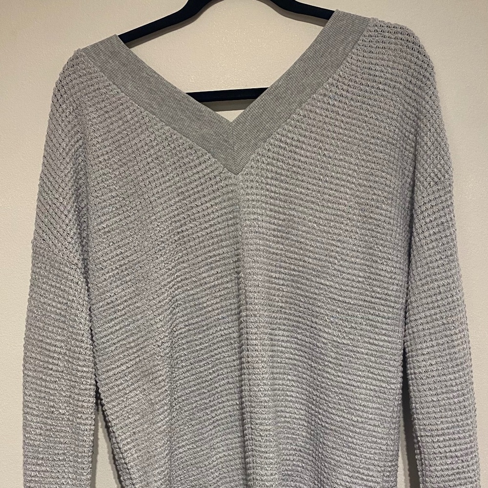 Off The Shoulder Grey Long Sleeve Blouse